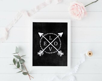 Love Arrow Print, Love Printable, Rustic Chalkboard Printable, Rustic Wedding Decor, Rustic Nursery Decor, Wedding Printable, DIY Wedding