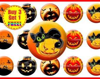 Halloween Bottle Cap Images - Halloween Images - Instant Download - High Resolution Images - Buy 3, Get 1 FREE (Hal2)