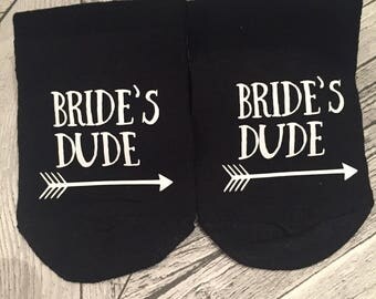 Bride's Dude socks wedding bridesmaid personalised