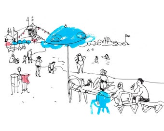 Beach sketch | Etsy