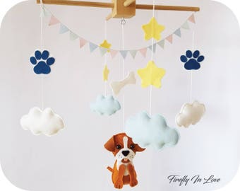 READY TO SHIP Baby Mobile - Baby Crib Mobile - Nursery Mobile Clouds – Dog Mobile – Stars Mobile – Hanging mobile – Dog Cot