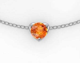 "Eros" mandarin Garnet and silver pendant and chain - "Eros" Collection