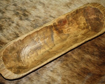 Hand Carved Wooden Dough Bowl, Rustic Wood Bowl, Wooden Trough bowl, Primitive Trencher Tray, Rustic Home decor