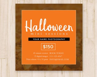 Halloween Mini Sessions Template - Halloween Minis, Photography Mini Session, Marketing Board - Photoshop Template PSD *INSTANT DOWNLOAD*