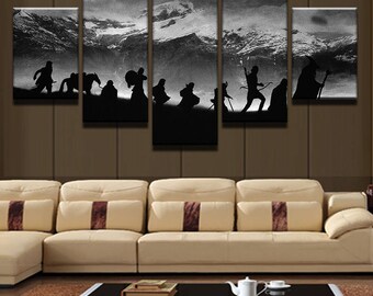 Lord of the Ring Wall Art, Lord Of the Ring Canvas Art, Wall of the Ring Wall Decor, 5 Piece Canvas Art Elves Framed Wall Art