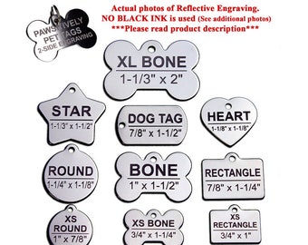 Custom dog tags Stainless steel pet ID tags for dogs and cats: Various shapes and sizes personalized for your pets