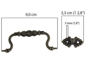 1 drawer handle, 115 x 42 mm, antique brass