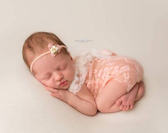 Blush and rose newborn romper / photography prop