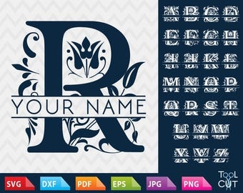 Regal Monogram Font Svg Split Alphabet Svg Regal Initials Svg Split Monogram Font Svg Cuttable Split Letters Svg Cricut Fonts Dxf Silhouette
