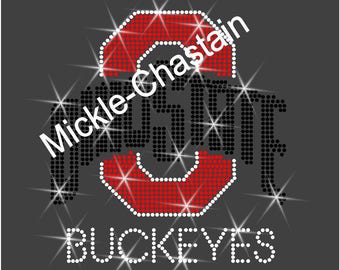 Rhinestone Transfer "Ohio State Buckeyes" Hotfix , Iron On, Bling