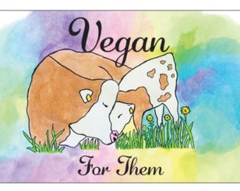 Cow and calf vegan sticker