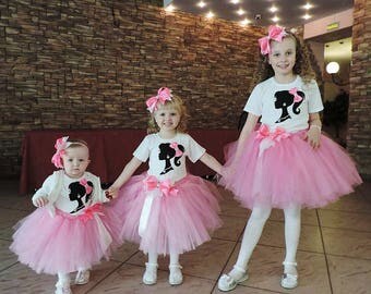 Barbie Girl Pink Tutu Outfit, Barbie Girl Outfit, Barbie Girl Photo Prop, Glamour Tutu Set, Silhouette Birthday shirt, Birthday Girl shirt