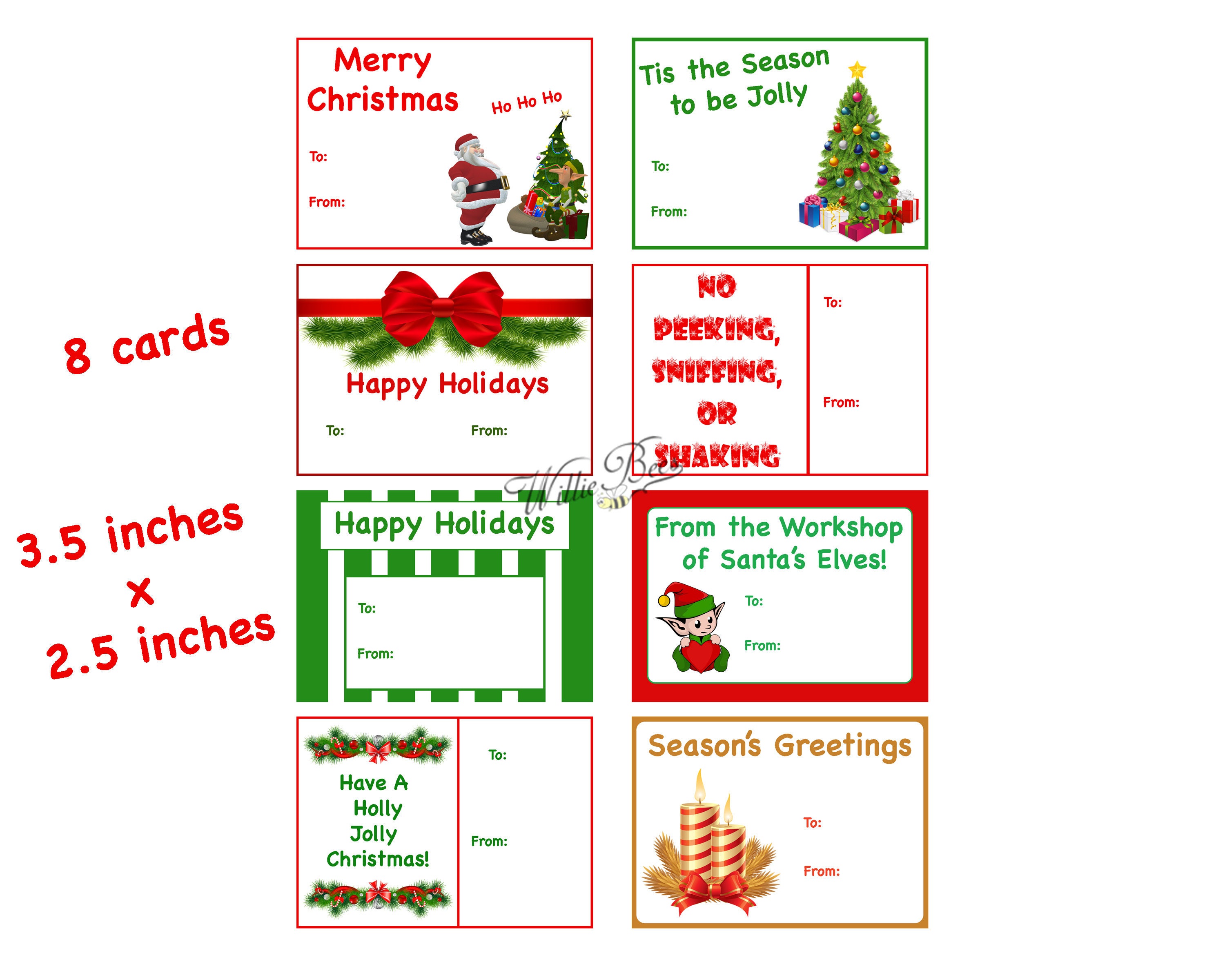 Christmas Gift Tags Season's Greetings Xmas Name Tag