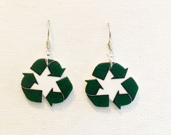Recycle Logo Earrings Handmade Plastic Charms