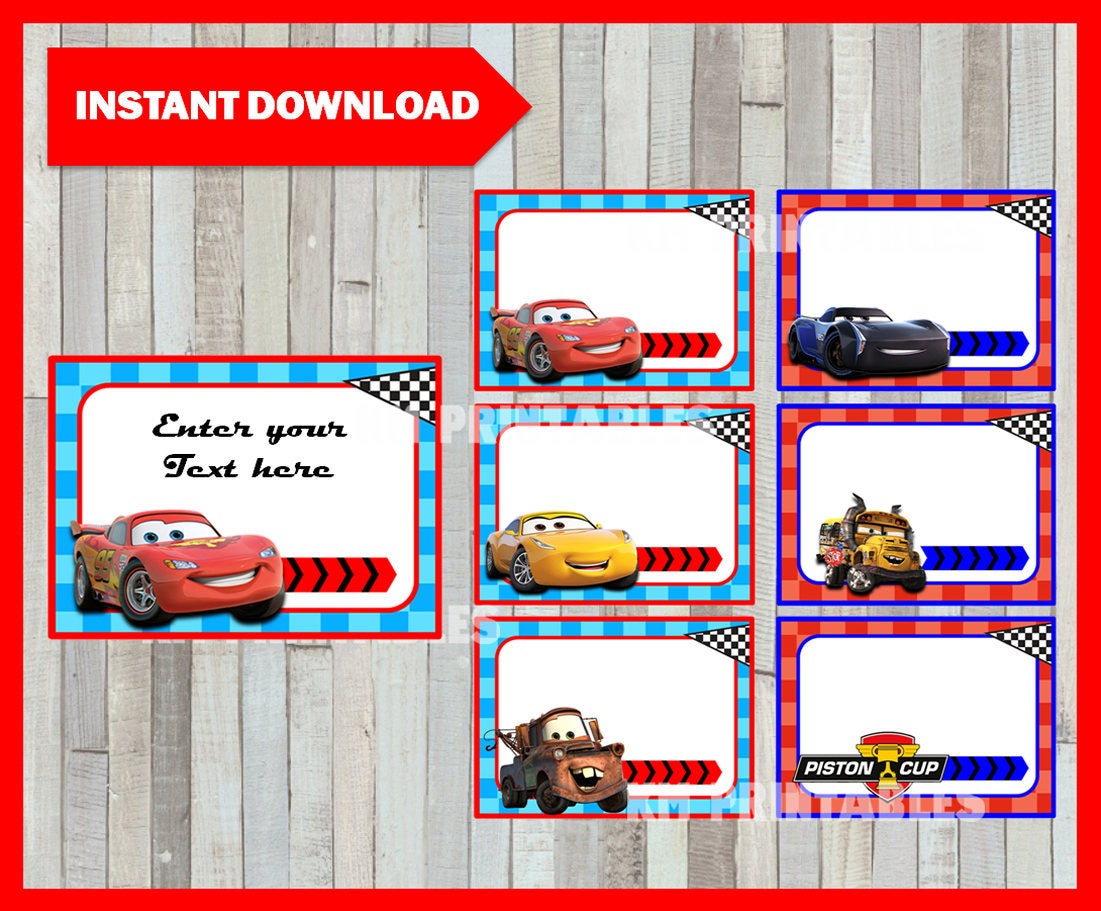 Disney Cars 3 School label name label name tag sticker