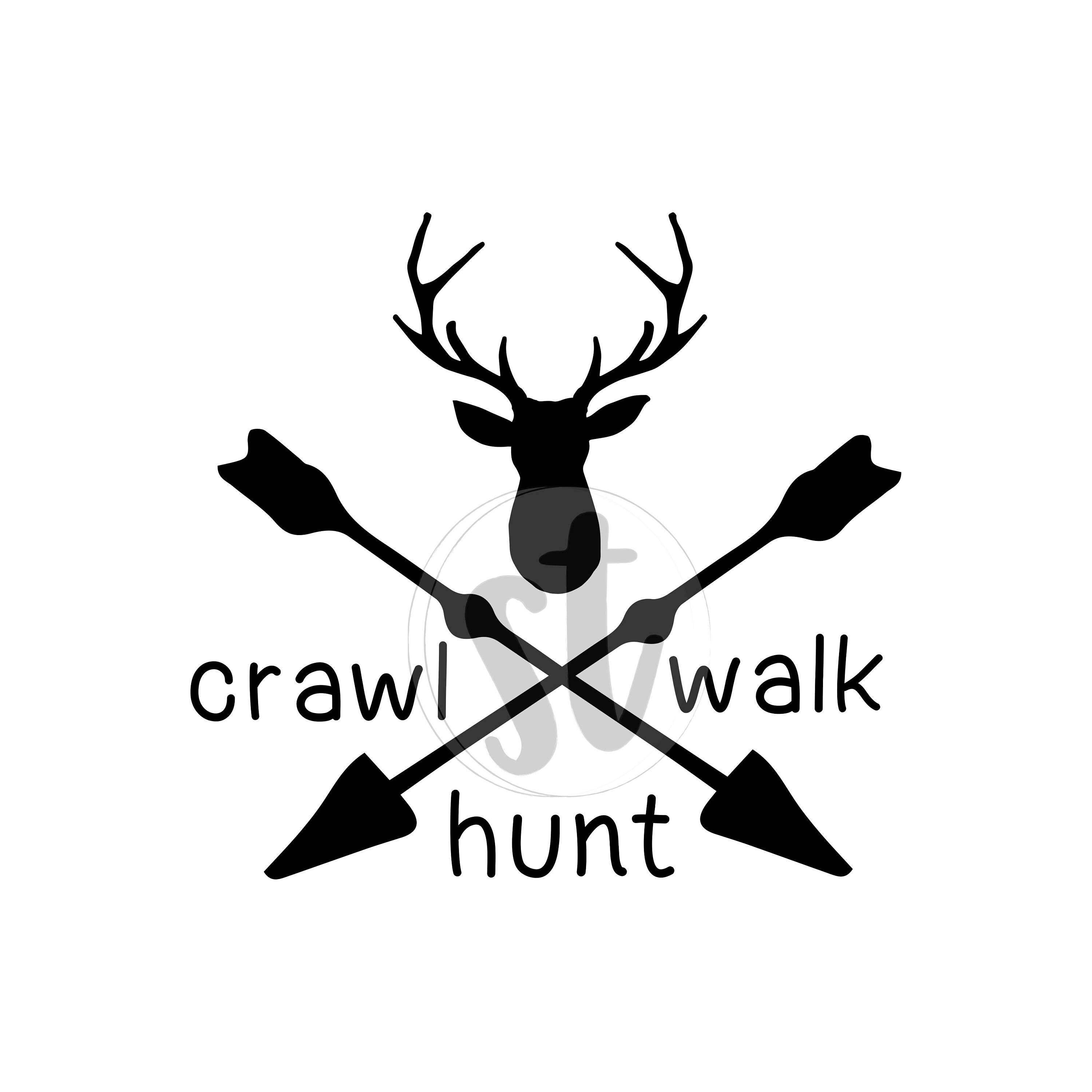 Download Crawl walk hunt SVG cut file, baby onesie svg design ...