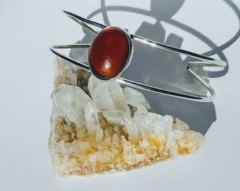 Sterling Silver Hessonite Garnet Cuff Bracelet