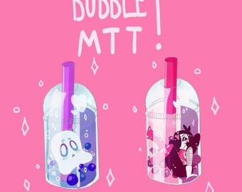 Mettaton and Napstablook Bubble Tea Stickers