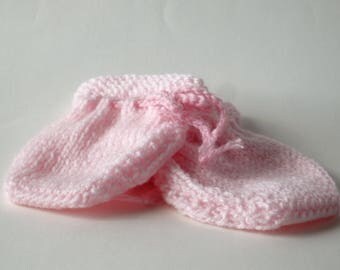 Knitted Pink Baby Girl Mittens