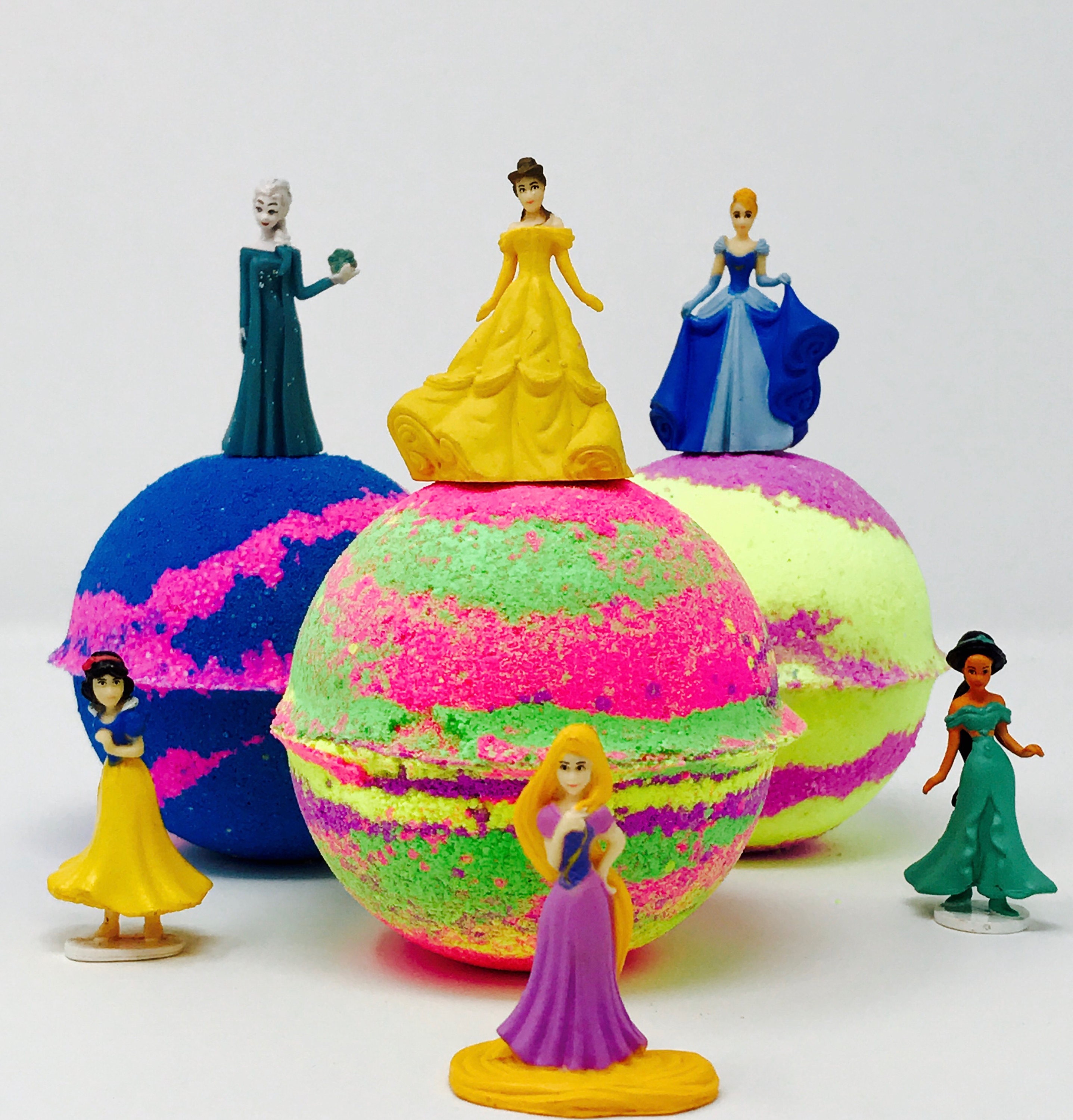 Three 5.0 oz Disney Princess Inspired Bath Bomb Birthday Favor