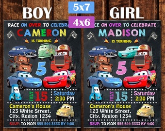 Cars Birthday Invitation, Disney Cars Invitation, Cars Birthday party, Disney Cars Birthday Invitation Digital File,