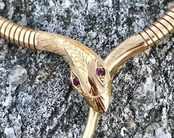 9 Carat Gold Coiled Snake Serpent Choker Necklace