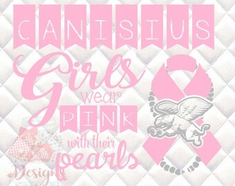 Canisius Golden Griffins Pink and Pearls - Breast Cancer Awareness - SVG, Silhouette studio and png bundle