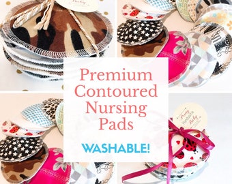 Set of 5 (10 pads) | Premium Contoured Nursing Pads | Breast Pads | Breastfeeding | Newborn | Shower Gift | Cotton | New Mom