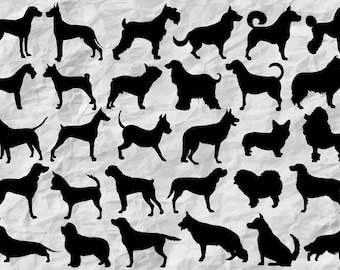 30 Dog Silhouettes | Dog SVG cut files | Dog Cliparts | printable | vector files | digital files | instant download