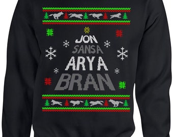 Game of Thrones, Stark, Jon Snow, Arya Stark, Sansa Stark, Bran Stark, Ugly Christmas Sweater, Ugly Sweater Party, Christmas Jumper