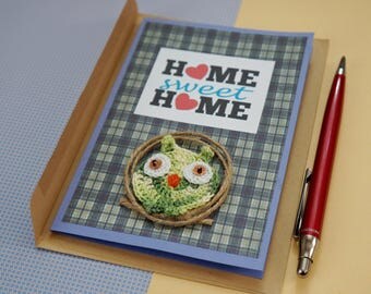 Housewarming card New home card First home Owl card Home sweet home New house card Moving cards Happy days New homeowners Best friend card