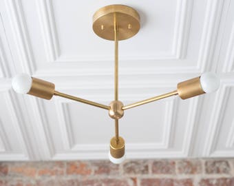 Modern Chandelier Gold - Brass Sputnik - Industrial Hanging Light - Mid-Century Modern - Semi Flush Lights