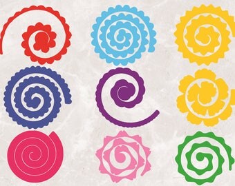 9 Rolled Paper Flowers | Svg Cut Files | 300 PPI