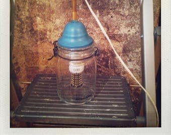 Blue metal jar lamp
