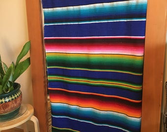 Mexican Blanket or Serape Turquoise Blue