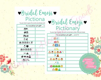Bridal Emoji Pictionary, Bridal Shower Game Pictionary, Emoji Pictionary, Bridal Shower Game Printable, Bridal Shower Games, Bridal Shower