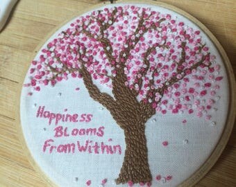 Embroidered Hoop - Cherry Blossom Tree