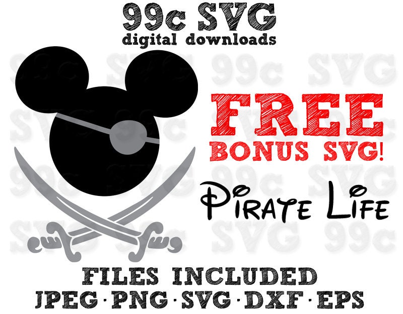 Download Pirate Mickey w/Swords SVG DXF Png Vector Cut File Cricut