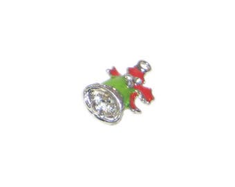 14 x 22mm Enamel Green Bell Metal Charm