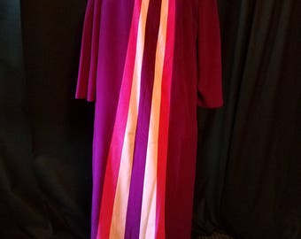 vintage purple striped velour robe by JC Penney. retro robe, zip front robe, costume, hipster, 1970's, full length robe, Halloween