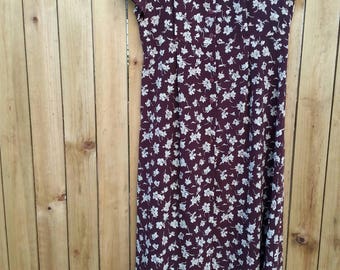 Brown/Maroon Floral Maxi Dress