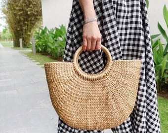 Summer Straw Bag/Handwoven straw mini bag/ straw purse/ straw handbag/ straw bag basket/ seagrass basket - instock!