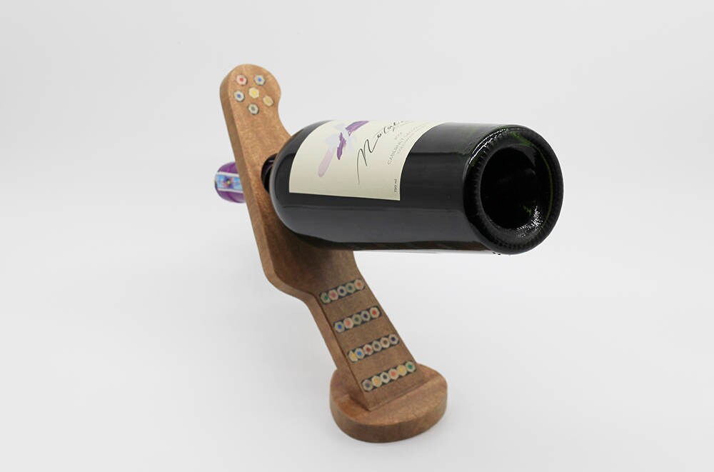 Guitar wine bottle holder Gift for musician New home gift