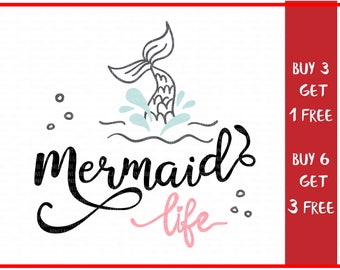 Mermaid svg, Designs and Quotes, Mermaid Life svg, SVG, DXF, EPS, Png, vinyl cut files for use in Silhouette Cameo and Cricut Design Space.