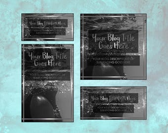 Black and Silver social media template, blog template, facebook, instagram, twitter, pinterest