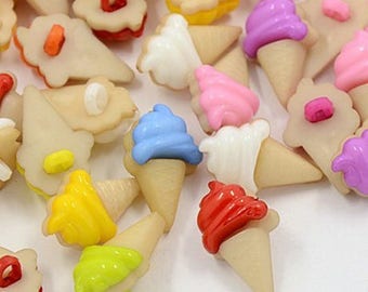 set of 20 ice cream cone multicolored buttons blend 21 mm new