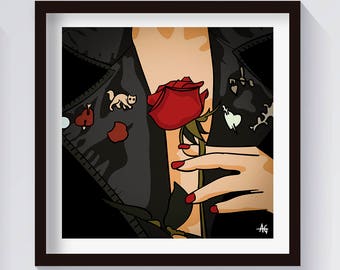 Leather Rose Print