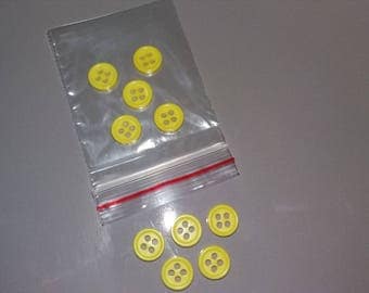 Yellow set of 10 buttons