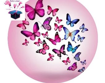 1 glass domed Butterfly 14 mm cabochon