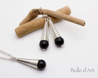 Stones of heavenly Obsidian cone pendant necklace